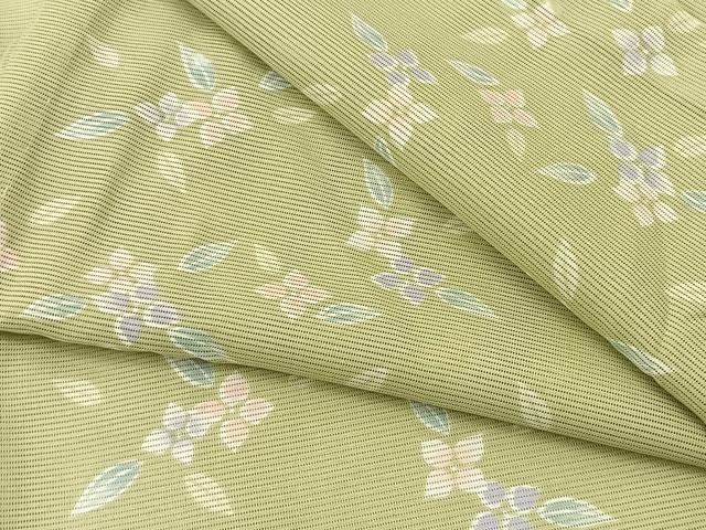 平和屋着物＊夏物 小紋 絽 草花文 ロング丈 洗える着物 BAAU3466hj