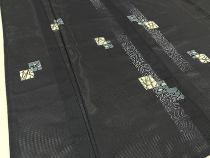 平和屋着物＊夏物 小紋 絽 色紙重ね枝葉文 洗える着物 BAAU3467hj