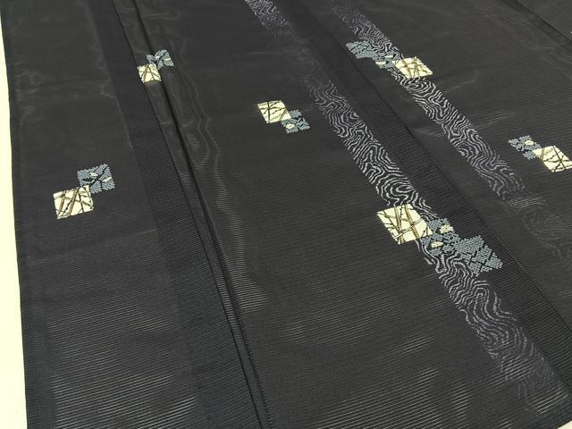平和屋着物＊夏物 小紋 絽 色紙重ね枝葉文 洗える着物 BAAU3467hj