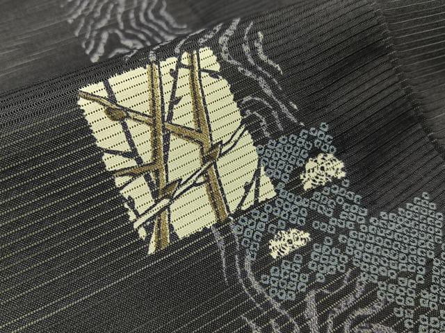 平和屋着物＊夏物 小紋 絽 色紙重ね枝葉文 洗える着物 BAAU3467hj
