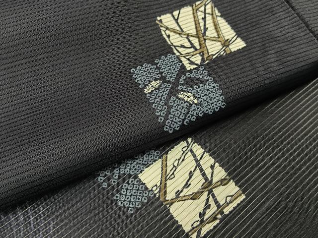 平和屋着物＊夏物 小紋 絽 色紙重ね枝葉文 洗える着物 BAAU3467hj
