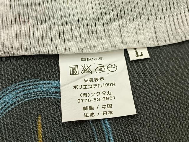 平和屋着物＊夏物 小紋 絽 とんぼ丸文 黒地 洗える着物 BAAU3468hj