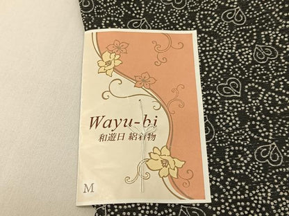 平和屋着物＊夏物 小紋 絽 草葉文 黒地 洗える着物 未使用 BAAU3475hj