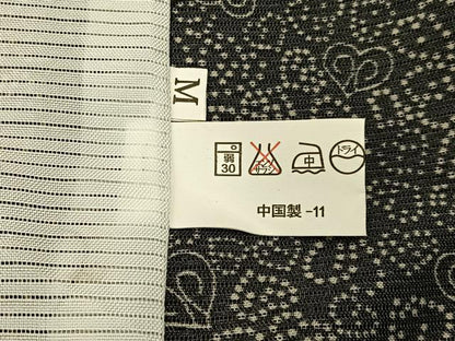 平和屋着物＊夏物 小紋 絽 草葉文 黒地 洗える着物 未使用 BAAU3475hj