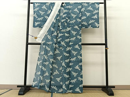 平和屋着物＊夏物 小紋 絽 草葉文 未使用 BAAU3482hj