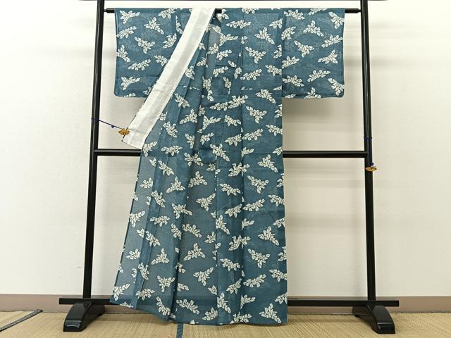 平和屋着物＊夏物 小紋 絽 草葉文 未使用 BAAU3482hj
