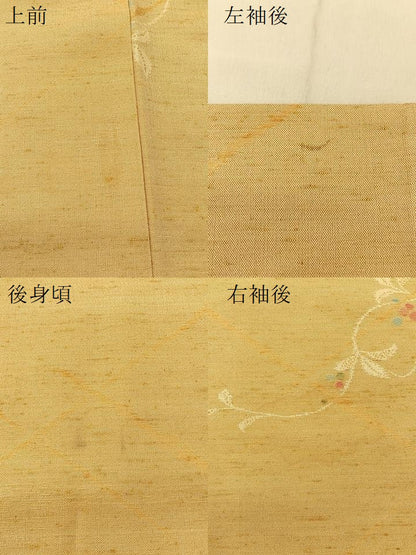 平和屋着物▽上質な紬 単衣 南天文 正絹 逸品 BAAU3486hj