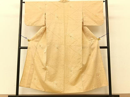 平和屋着物▽上質な紬 単衣 南天文 正絹 逸品 BAAU3486hj