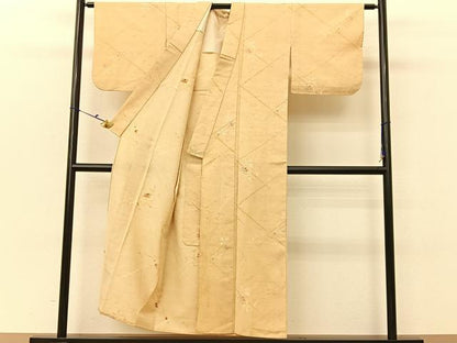 平和屋着物▽上質な紬 単衣 南天文 正絹 逸品 BAAU3486hj