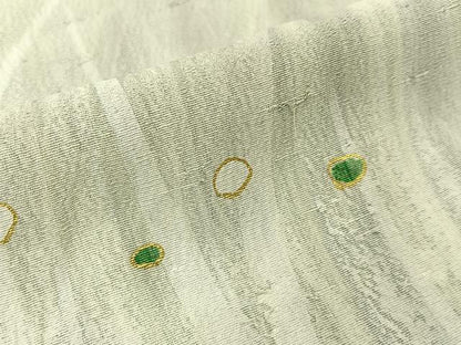 平和屋着物▽訪問着 単衣 草葉文 金彩 お召縮緬 正絹 逸品 BAAU3487hj