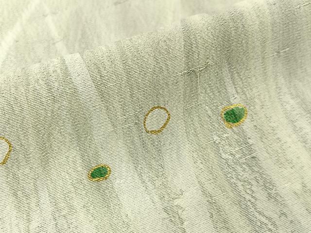 平和屋着物▽訪問着 単衣 草葉文 金彩 お召縮緬 正絹 逸品 BAAU3487hj