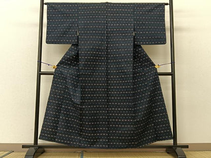 平和屋着物▽上質な紬 単衣 吉祥文 正絹 逸品 BAAU3490hj