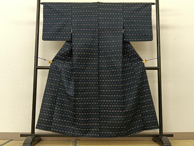 平和屋着物▽上質な紬 単衣 吉祥文 正絹 逸品 BAAU3490hj