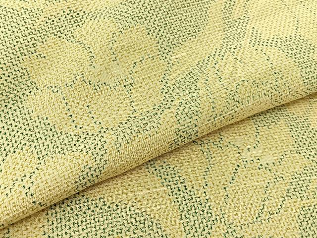 平和屋着物▽上質な紬 単衣 草花文 正絹 逸品 BAAU3492hj