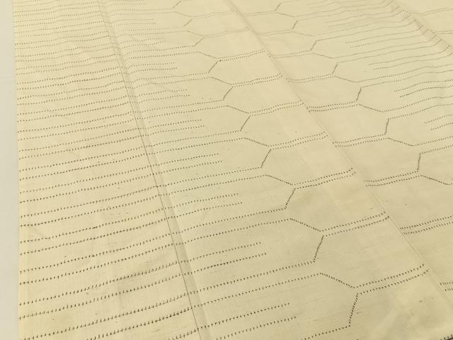 平和屋着物▽上質な紬 単衣 幾何学文様 正絹 逸品 BAAU3493hj