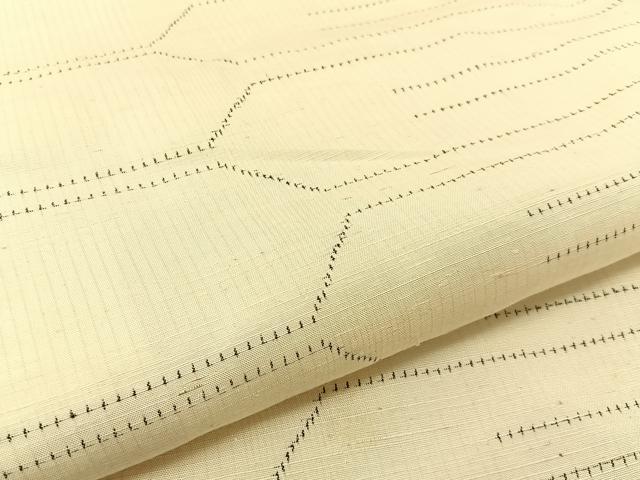 平和屋着物▽上質な紬 単衣 幾何学文様 正絹 逸品 BAAU3493hj
