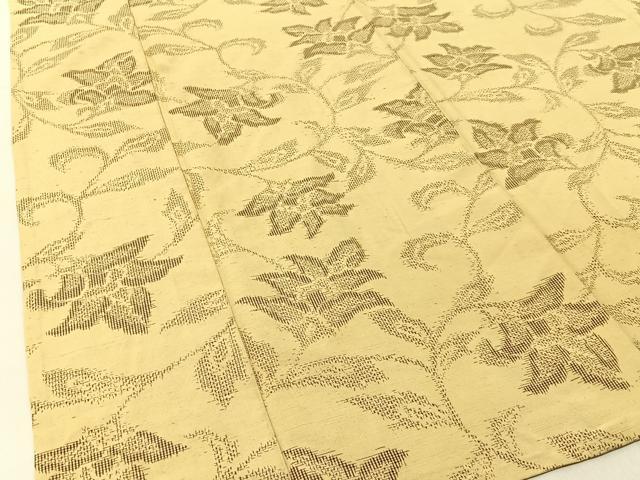 平和屋着物▽上質な紬 単衣 更紗花唐草文 正絹 逸品 BAAU3494hj