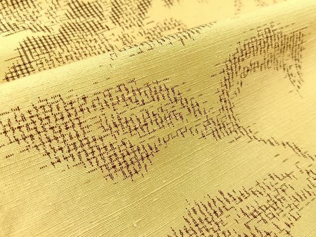 平和屋着物▽上質な紬 単衣 更紗花唐草文 正絹 逸品 BAAU3494hj
