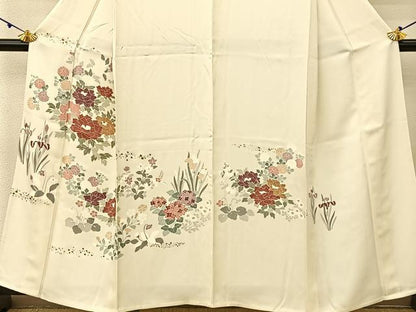 平和屋着物▽訪問着 単衣 箔散らし草花文 金銀彩 正絹 逸品 BAAU3495hj