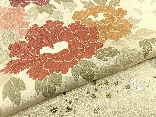 平和屋着物▽訪問着 単衣 箔散らし草花文 金銀彩 正絹 逸品 BAAU3495hj