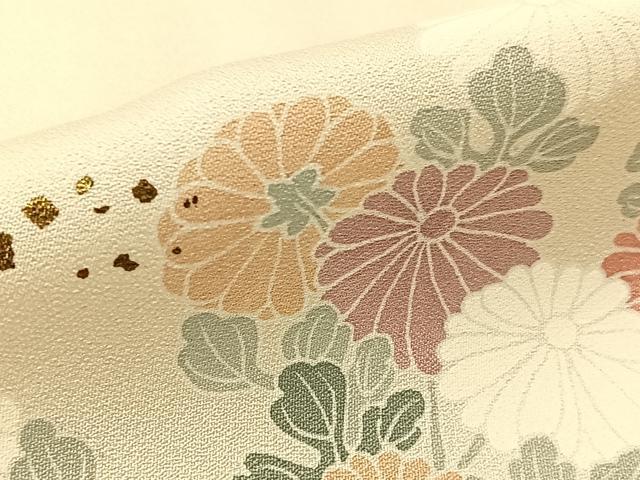 平和屋着物▽訪問着 単衣 箔散らし草花文 金銀彩 正絹 逸品 BAAU3495hj