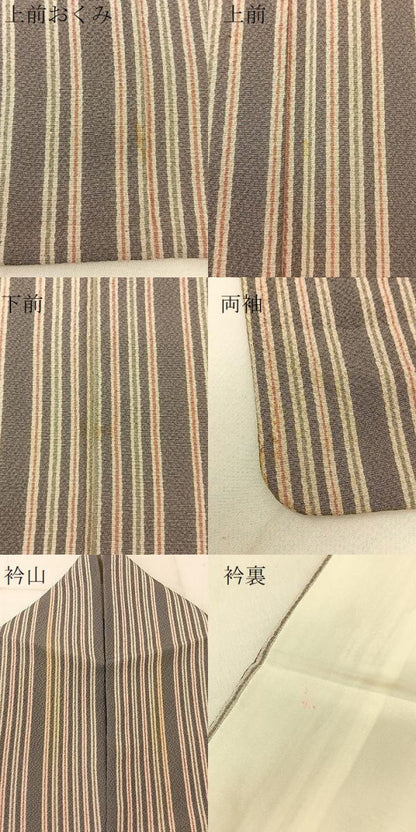 平和屋着物▽重要無形文化財 人間国宝 伊勢型紙縞彫師 児玉博 小紋 単衣 縞 鬼しぼ縮緬 正絹 逸品 BAAU3497hj