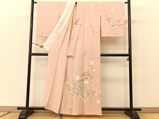 平和屋着物▽訪問着 単衣 刺繍 枝花文 正絹 逸品 BAAU3498hj