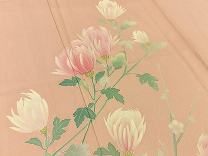平和屋着物▽訪問着 単衣 刺繍 枝花文 正絹 逸品 BAAU3498hj