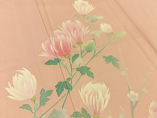 平和屋着物▽訪問着 単衣 刺繍 枝花文 正絹 逸品 BAAU3498hj