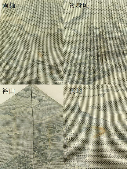 平和屋着物▽都喜ヱ門 本場大島紬 単衣 総絣 雲隠れ風景文 藤絹織物謹製 正絹 逸品 BAAU3499hj