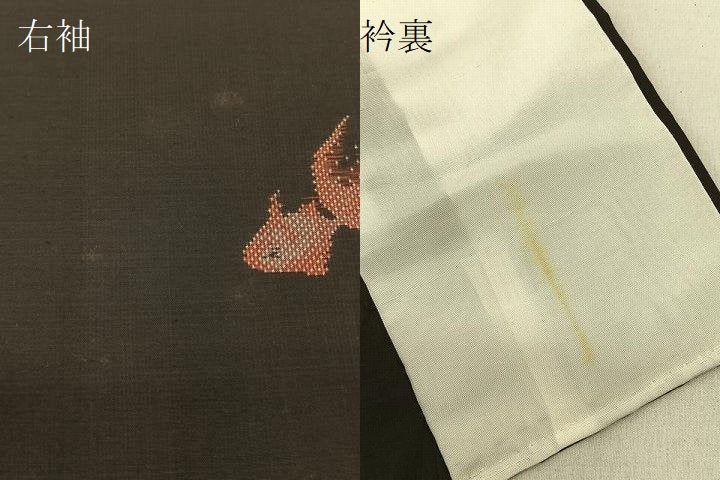 平和屋着物▽本場大島紬　単衣　7マルキ　総絣　地空き　金魚　正絹　逸品　BAAU3500hj