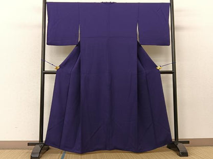 平和屋着物●上質な色無地 丸地紋 濃鼠色 正絹 逸品 BAAU3660hj