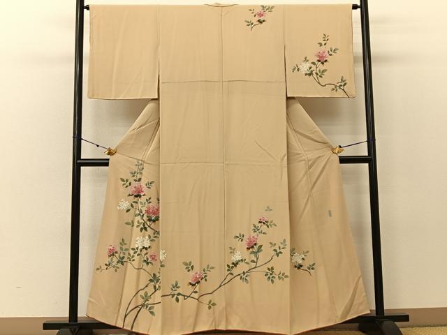 平和屋着物●訪問着 友禅 作家物 枝花文 正絹 逸品 BAAU3698hj