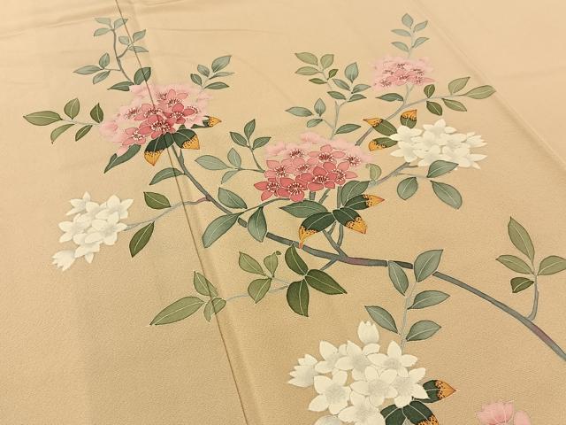 平和屋着物●訪問着 友禅 作家物 枝花文 正絹 逸品 BAAU3698hj