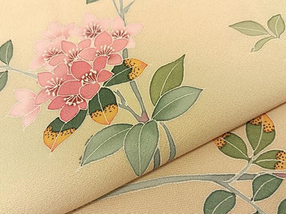 平和屋着物●訪問着 友禅 作家物 枝花文 正絹 逸品 BAAU3698hj
