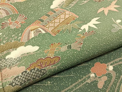 平和屋着物●訪問着 松竹梅 立波渡船文 たたき染め 正絹 逸品 BAAU3741hj
