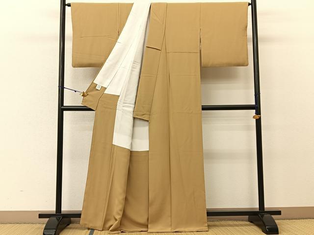 平和屋着物●上質な色無地　黄橡色　正絹　逸品　BAAU3804hj