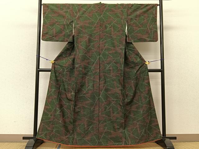 平和屋着物■上質な紬　幾何学文様　正絹　逸品　BAAU3899hj