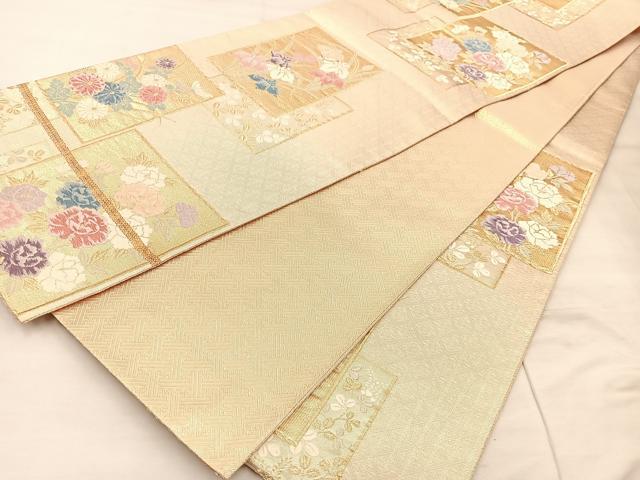 平和屋着物◎佐賀錦 六通柄袋帯 唐織 色紙重ね花文 金糸 正絹 逸品 BAAU4007mz