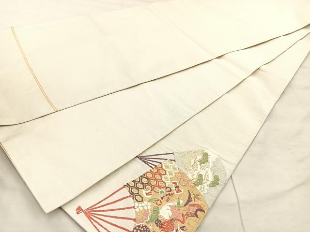 平和屋着物◎太鼓柄袋帯　唐織　綴れ　福貴玉宝扇面散　金糸　正絹　逸品　BAAU4034mz
