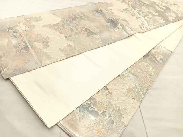 平和屋着物◎六通柄袋帯　流水花鳥文　金銀糸　正絹　逸品　BAAU4045mz
