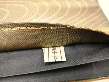 平和屋着物◎六通柄袋帯 流水花文 金糸 引箔 正絹 逸品 BAAU4051mz