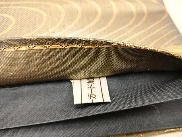 平和屋着物◎六通柄袋帯 流水花文 金糸 引箔 正絹 逸品 BAAU4051mz