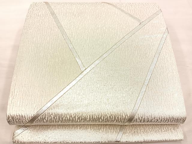 平和屋着物◎六通柄袋帯　幾何学文様　銀糸　正絹　逸品　BAAU4052mz