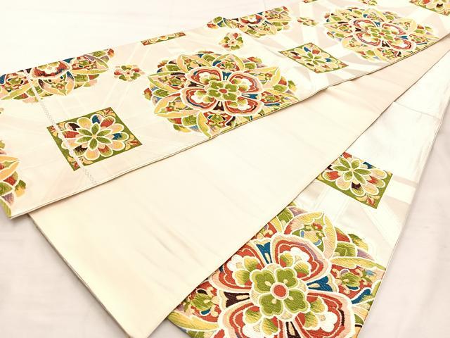平和屋着物◎六通柄袋帯　唐織　正倉院花文　金糸　正絹　逸品　BAAU4053mz