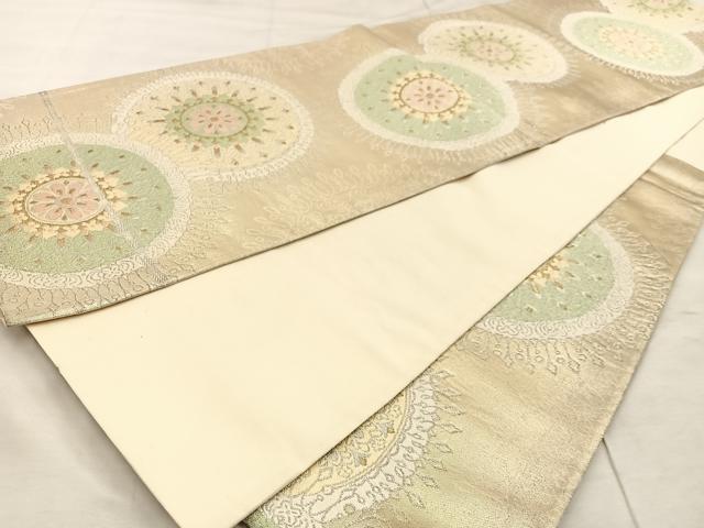 平和屋着物◎六通柄袋帯　唐織　花丸文　金銀糸　正絹　逸品　BAAU4210mz