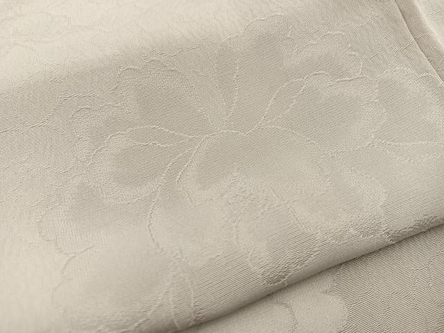 平和屋着物●上質な色無地　牡丹地紋　練色　正絹　逸品　BAAU4235mz