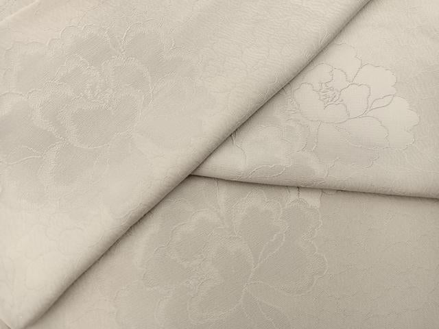 平和屋着物●上質な色無地　牡丹地紋　練色　正絹　逸品　BAAU4235mz