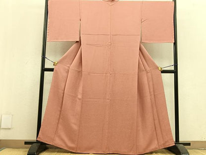 平和屋着物●上質な色無地　草花地紋　そひ色　鈴乃屋扱い　正絹　逸品　未使用　BAAU4312mz