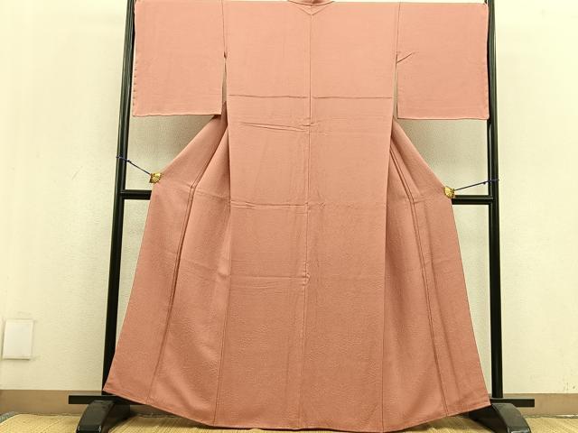 平和屋着物●上質な色無地　草花地紋　そひ色　鈴乃屋扱い　正絹　逸品　未使用　BAAU4312mz